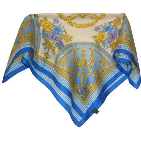 versace silk long scarf blue|gianni Versace silk scarf.